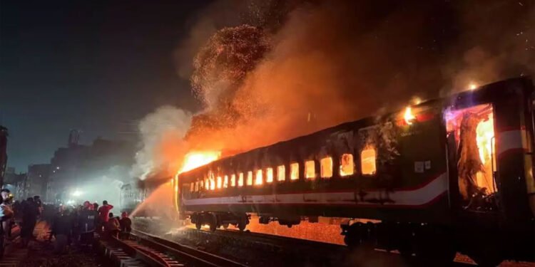 5 killed as train set on fire in Dhaka ahead of Bangladesh election
